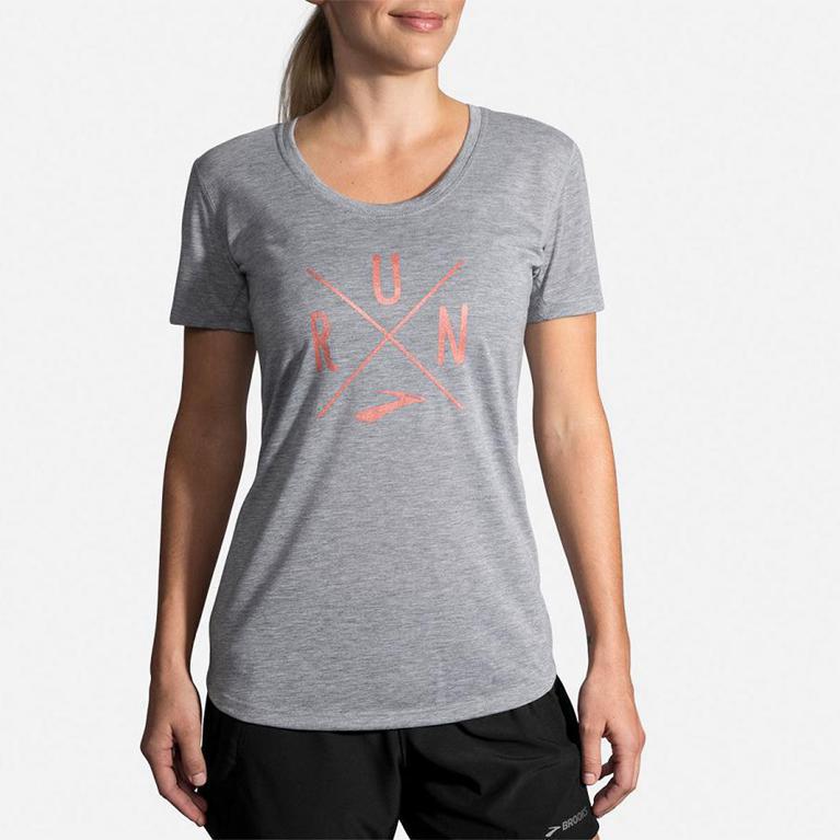 Brooks Womens Distance Graphic Running Tank Top - Grey (051974-ZUV)